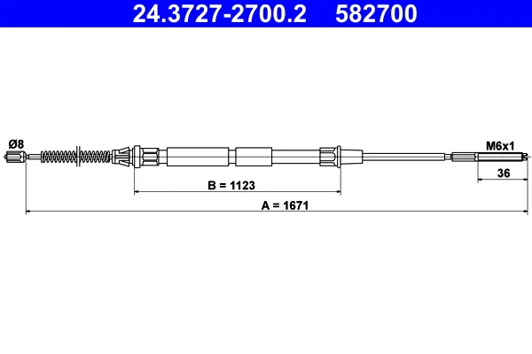 ATE 24.3727-2700.2 - Cavo comando, Freno stazionamento ATP Autoricambi Miglior Prezzo
