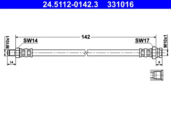 Professionale ATE 24.5112-0142.3 - Flessibile del freno ATP Autoricambi