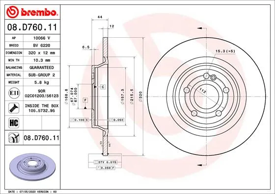 Promozione BREMBO 08.D760.11 - 2x disco freno ATP Autoricambi