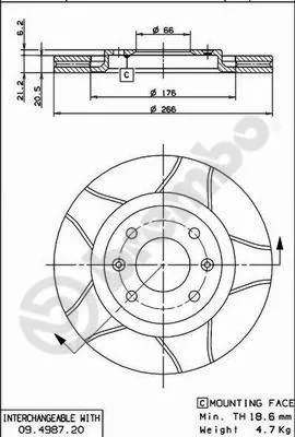 Promozione Esclusiva BREMBO 09.4987.76 - 2x Disco freno asse anteriore Ventilato ATP Autoricambi
