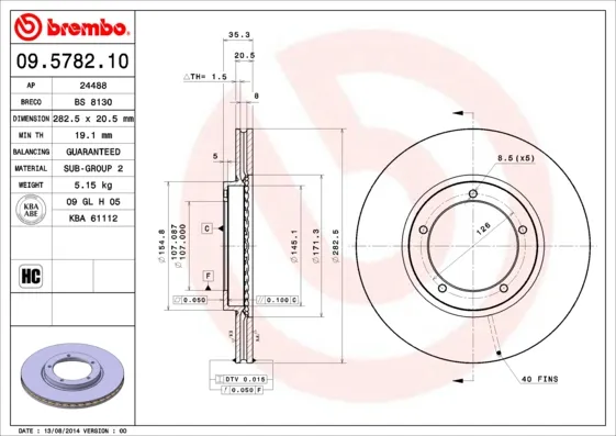 Non Perdere BREMBO 09.5782.10 - 2x disco freno ATP Autoricambi