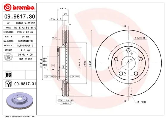 Saldi BREMBO 09.9817.31 - 2x disco freno ATP Autoricambi