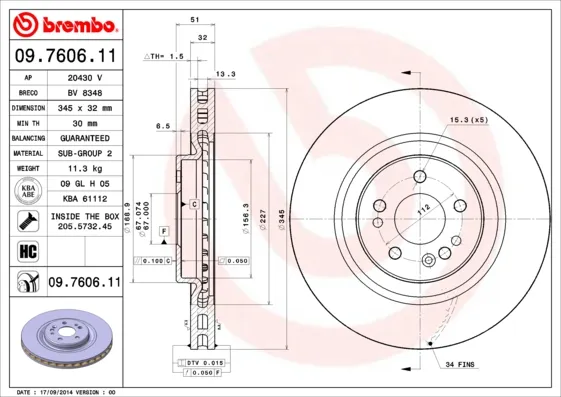 BREMBO 09.7606.11 - 2x disco freno ATP Autoricambi Novità