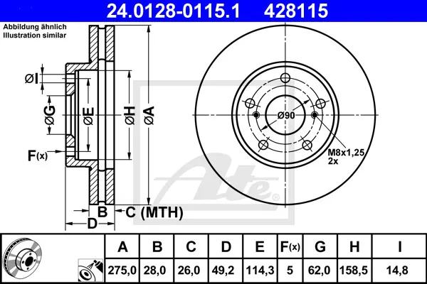 ATE 24.0128-0115.1 - 2x disco freno ATP Autoricambi Bestseller