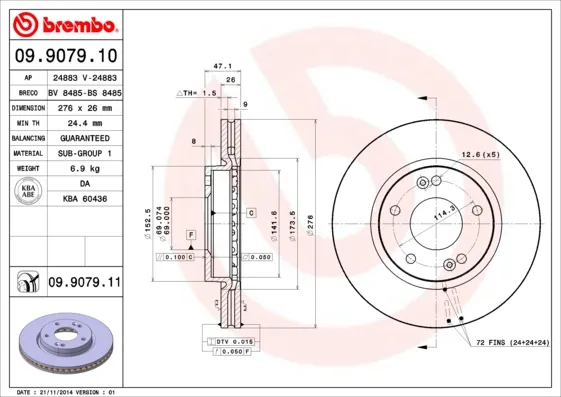 Prezzo Ridotto BREMBO 09.9079.11 - 2x disco freno ATP Autoricambi