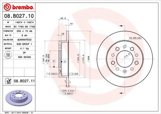 BREMBO 08.B027.11 - 2x disco freno ATP Autoricambi Offerta Del Giorno