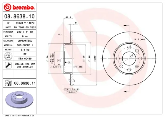 BREMBO 08.8638.11 - 2x disco freno ATP Autoricambi Novità