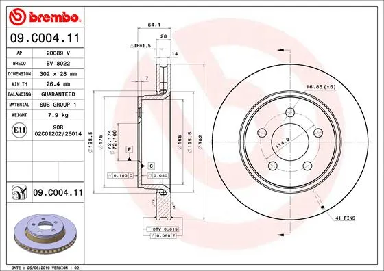 BREMBO 09.C004.11 - 2x disco freno ATP Autoricambi Compra Oggi Stesso