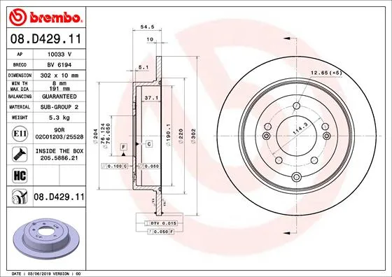 Compra Online BREMBO 08.D429.11 - 2x disco freno ATP Autoricambi