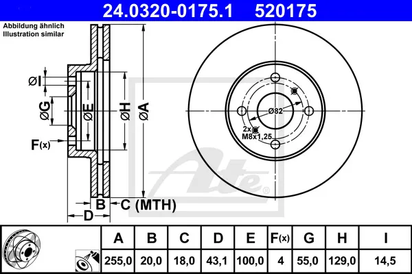 Affare ATE 24.0320-0175.1 - 2x Disco freno asse anteriore Ventilato ATP Autoricambi