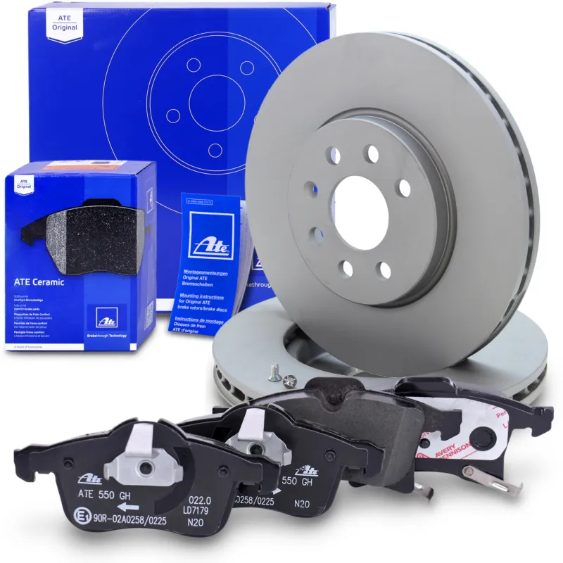 Promozione ATE 10696672 - Dischi freno+pastiglie in ceramica anteriori ventilati ATP Autoricambi