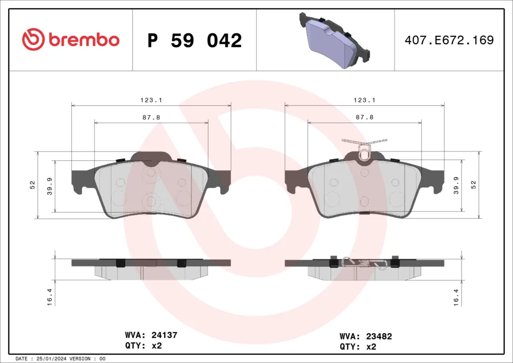 BREMBO P 59 042X - Kit pastiglie freno, Freno a disco ATP Autoricambi Subito Disponibile
