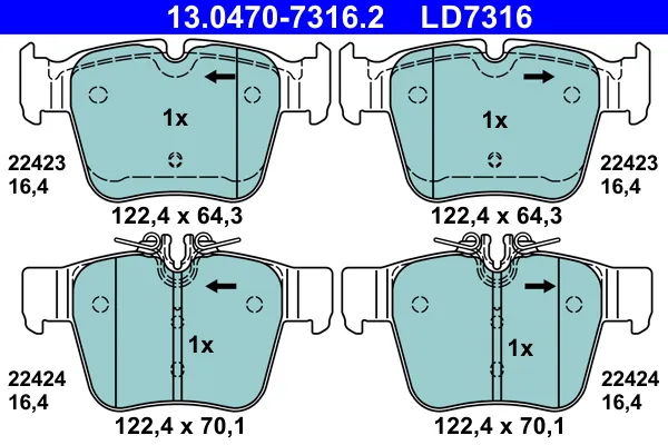 Prezzo Di Fabbrica ATE 13.0470-7316.2 - Kit pastiglie freno, Freno a disco ATP Autoricambi