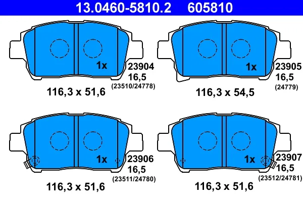 ATE 13.0460-5810.2 - Kit pastiglie freno, Freno a disco ATP Autoricambi Spedizione Espresso