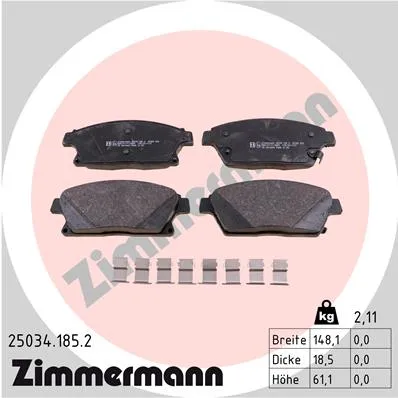 ZIMMERMANN 25034.185.2 - Kit pastiglie freno, Freno a disco ATP Autoricambi Offerta Speciale