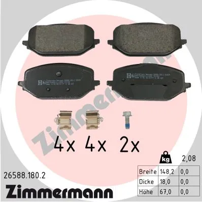 Prezzo Conveniente ZIMMERMANN 26588.180.2 - Kit pastiglie freno, Freno a disco ATP Autoricambi