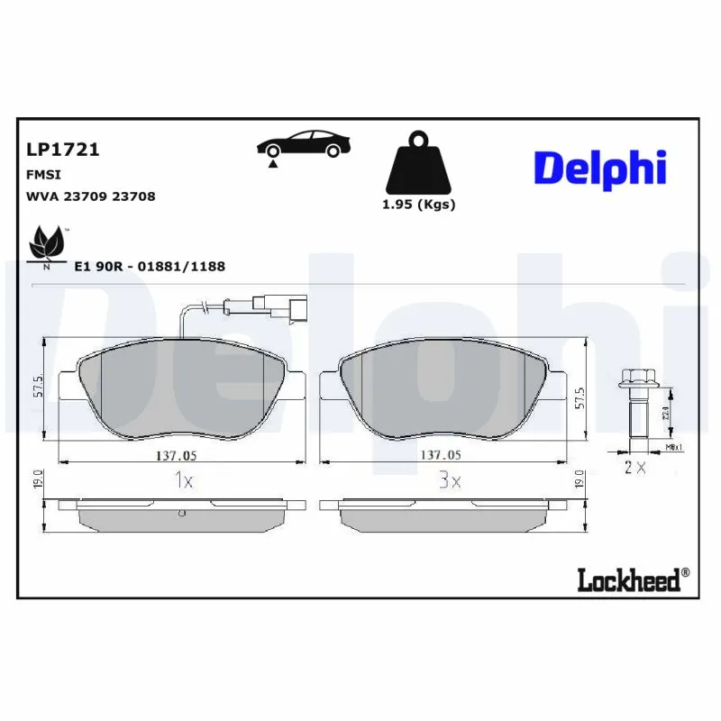 Offerta Lampo DELPHI LP1721 - Kit pastiglie freno, Freno a disco ATP Autoricambi
