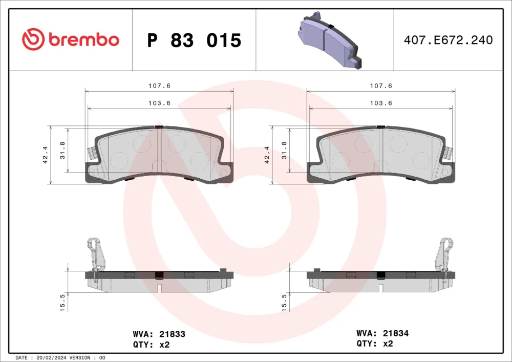 BREMBO P 83 015 - Kit pastiglie freno, Freno a disco ATP Autoricambi Scelto Dai Clienti