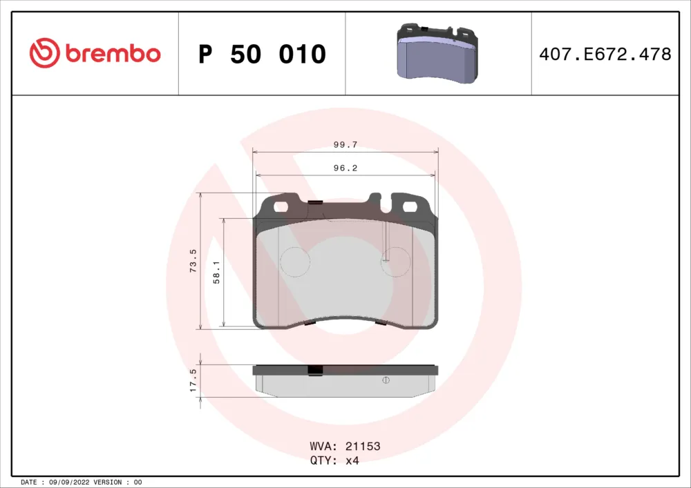 BREMBO P 50 010 - Kit pastiglie freno, Freno a disco ATP Autoricambi Pagamento Sicuro