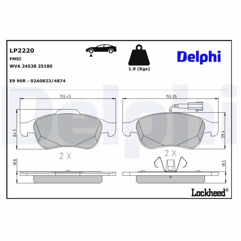 Offerta DELPHI LP2220 - Kit pastiglie freno, Freno a disco ATP Autoricambi