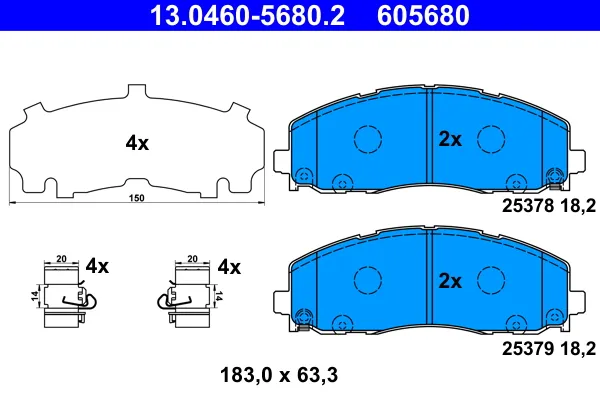 ATE 13.0460-5680.2 - Kit pastiglie freno, Freno a disco ATP Autoricambi Esclusivo