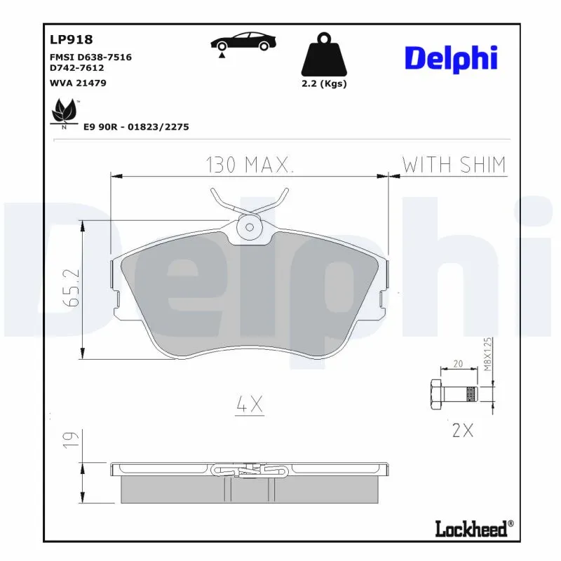 Vendita Finale DELPHI LP918 - Kit pastiglie freno, Freno a disco ATP Autoricambi