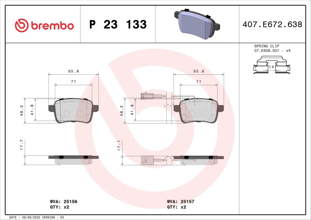 BREMBO P 23 133X - Kit pastiglie freno, Freno a disco ATP Autoricambi Professionale