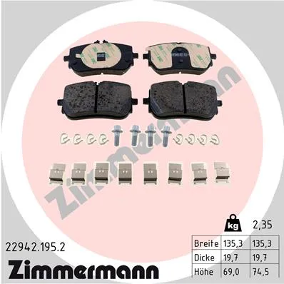 ZIMMERMANN 22942.195.2 - Kit pastiglie freno, Freno a disco ATP Autoricambi Soddisfatti O Rimborsati