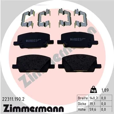 ZIMMERMANN 22311.190.2 - Kit pastiglie freno, Freno a disco ATP Autoricambi Ultime Pezzi