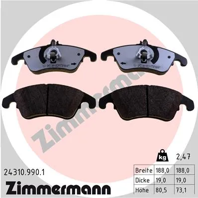 ZIMMERMANN 24310.990.1 - Kit pastiglie freno, Freno a disco ATP Autoricambi Nuova Collezione