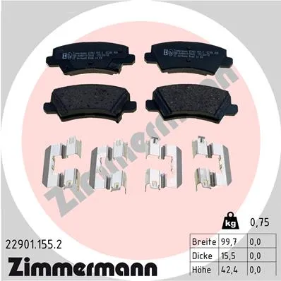 ZIMMERMANN 22901.155.2 - Kit pastiglie freno, Freno a disco ATP Autoricambi Spedizione Espresso