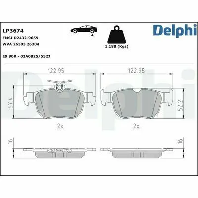Prezzo Basso DELPHI LP3674 Kit Pastiglie Freno, Freno a Disco