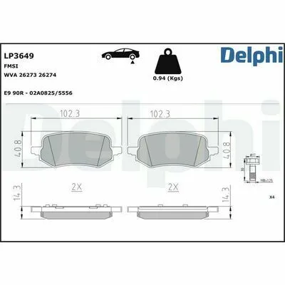 Occasione Imperdibile DELPHI LP3649 Kit Pastiglie Freno, Freno a Disco