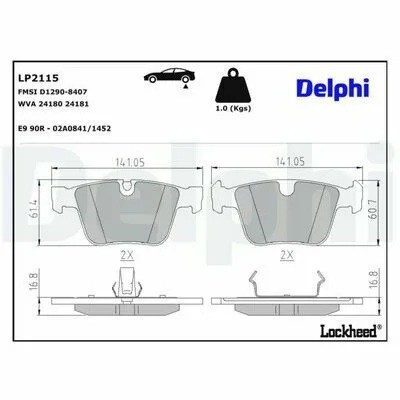 Non Perdere DELPHI LP2115 Kit Pastiglie Freno, Freno a Disco