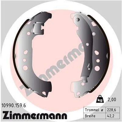 ZIMMERMANN 10990.159.6 Kit Ganasce Freno Offerta Speciale