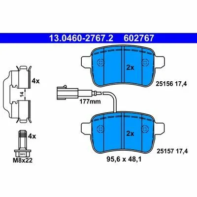ATE 13.0460-2767.2 Kit Pastiglie Freno, Freno a Disco Spedizione Espresso