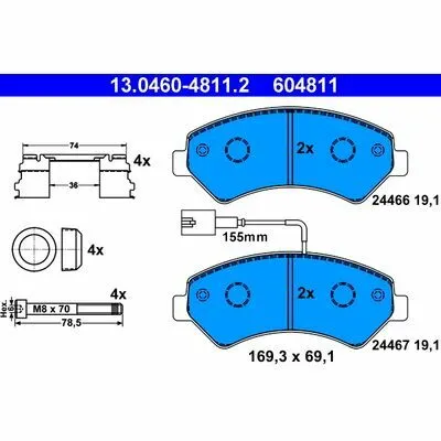 Di Tendenza ATE 13.0460-4811.2 Kit Pastiglie Freno, Freno a Disco