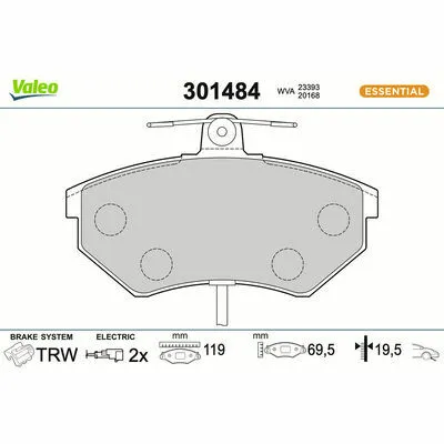 VALEO ESSENTIAL 301484 Kit Pastiglie Freno, Freno a Disco Occasione Imperdibile