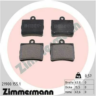 Nuovo Arrivo ZIMMERMANN 21900.155.1 Kit Pastiglie Freno, Freno a Disco