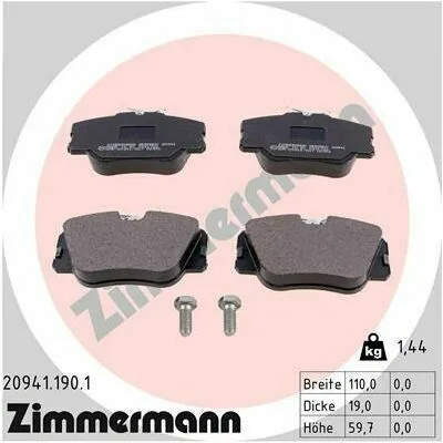 Prezzo Scontato ZIMMERMANN 20941.190.1 Kit Pastiglie Freno, Freno a Disco