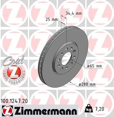 ZIMMERMANN COAT Z 100.1247.20 Disco freno Consegna Rapida