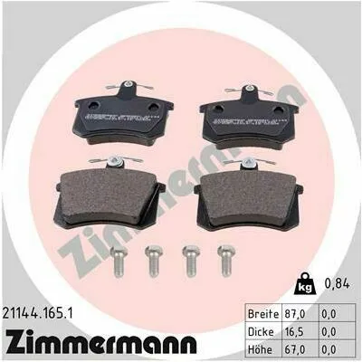 ZIMMERMANN 21144.165.1 Kit Pastiglie Freno, Freno a Disco Acquista Ora