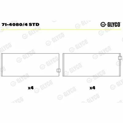 Compra Online GLYCO 71-4080/4 STD Semicuscinetto di Testa Della Biella