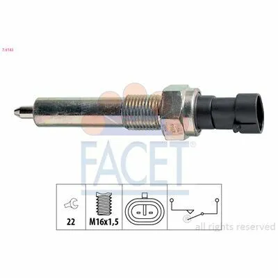 FACET Made in Italy - OE Equivalent 7.6143 Interruttore, Luce di Retromarcia Promo Stagionale