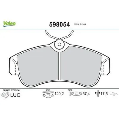 Novità VALEO 598054 Kit Pastiglie Freno, Freno a Disco