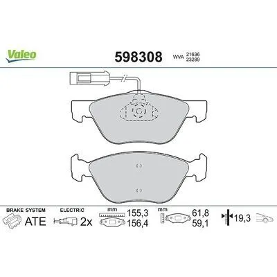 VALEO 598308 Kit Pastiglie Freno, Freno a Disco Offerta Speciale