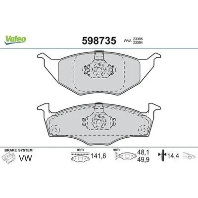 VALEO 598735 Kit Pastiglie Freno, Freno a Disco Offerta Del Giorno
