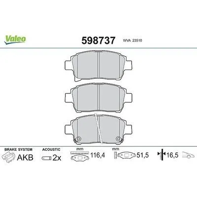 VALEO 598737 Kit Pastiglie Freno, Freno a Disco Super Prezzo