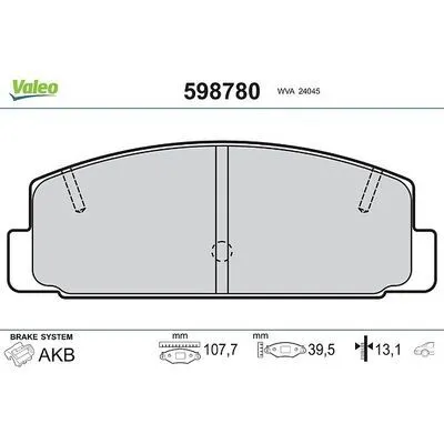 Ultime Pezzi VALEO 598780 Kit Pastiglie Freno, Freno a Disco