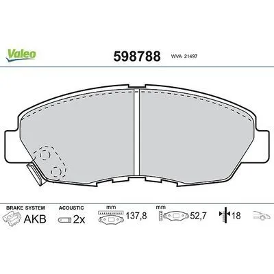 VALEO 598788 Kit Pastiglie Freno, Freno a Disco Bestseller